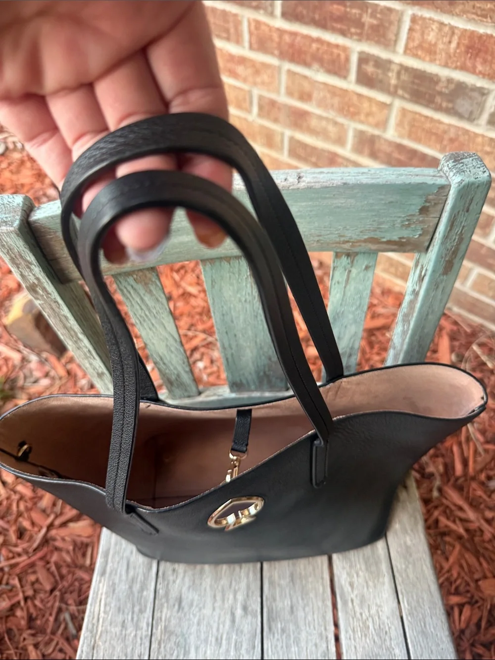 Kate Spade ♠️ Black Pebble grain Suzy Large North South Tote bag w/gold emblem
